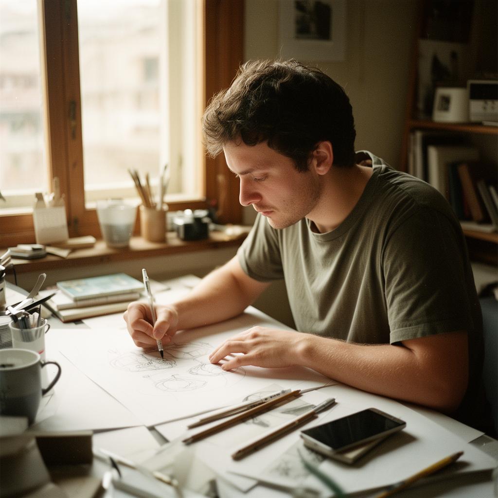 A focused team member at their desk